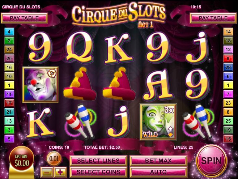 video slot cirque du slots